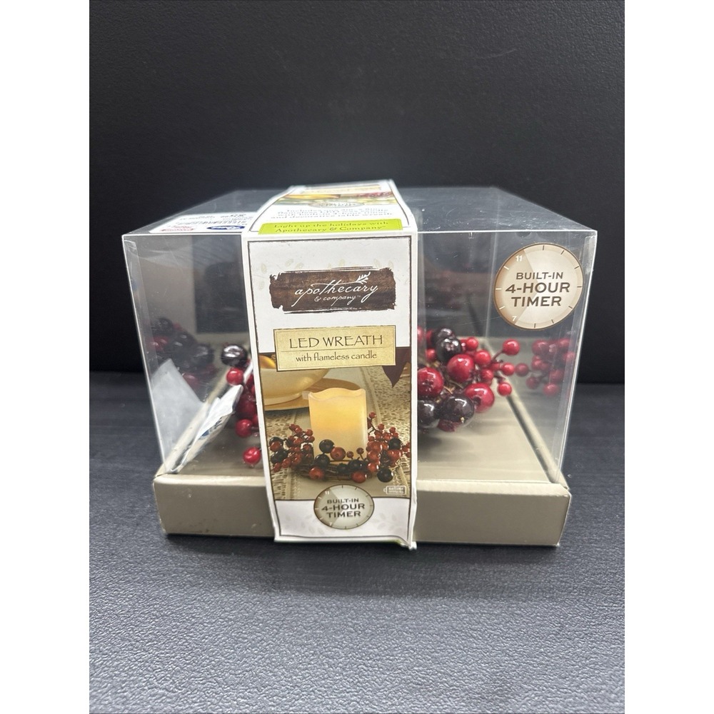 Apothecary and Company Christmad Wreath Centerpiece with flameless candle